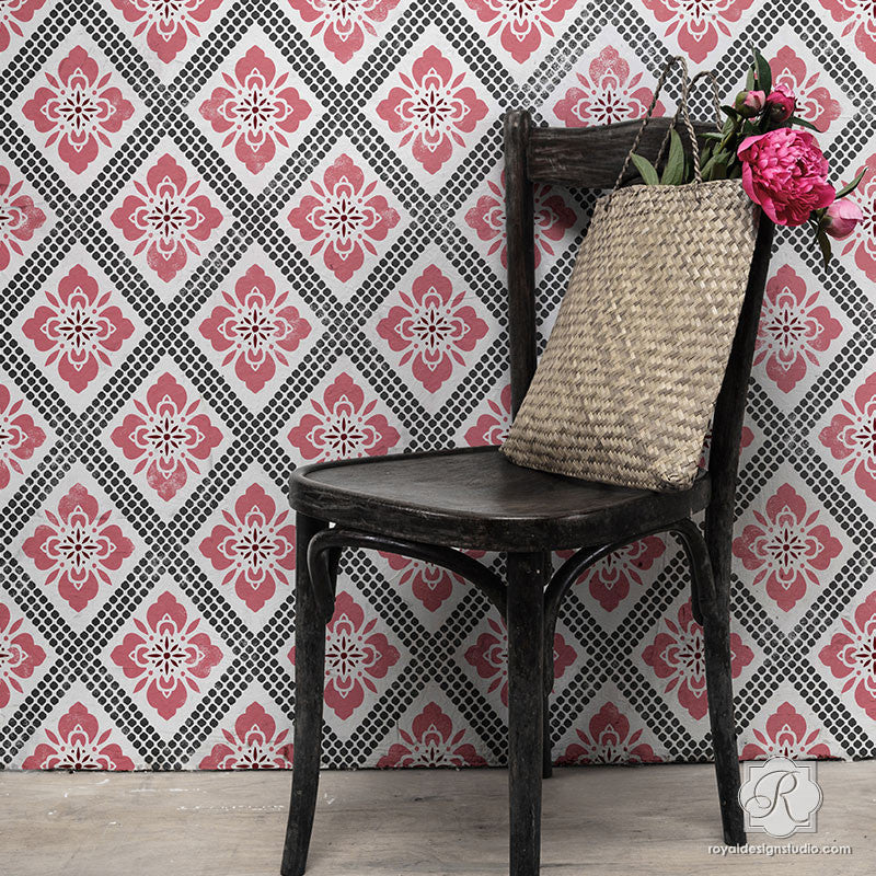 Hana Trellis Wall Stencil