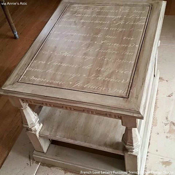 French Love Letters Furniture Stencil