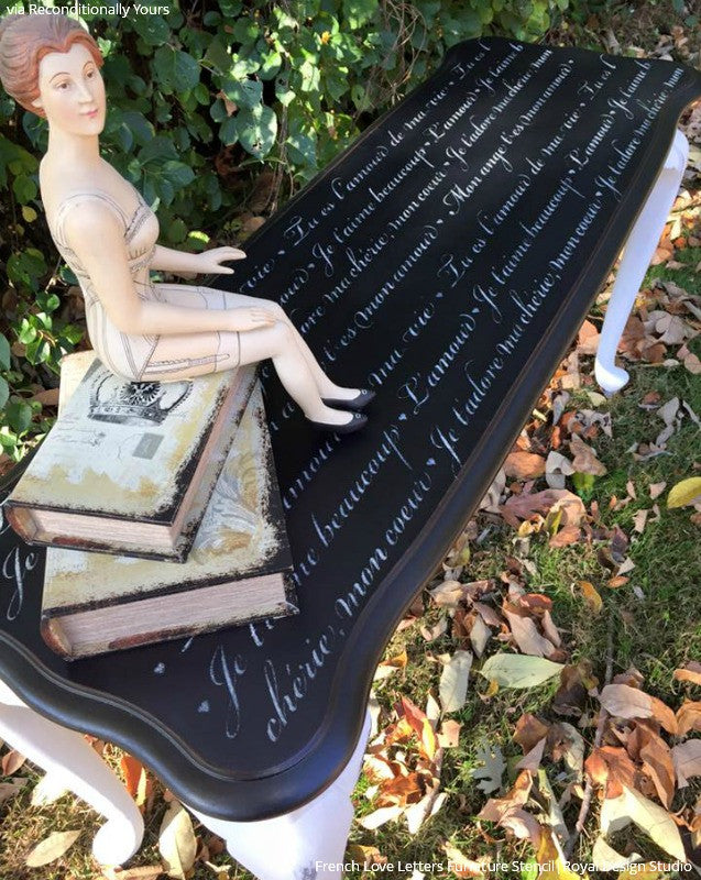 French Love Letters Furniture Stencil