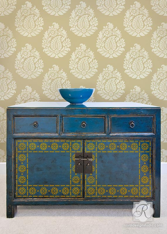 Zari Border & Corner Indian Stencil