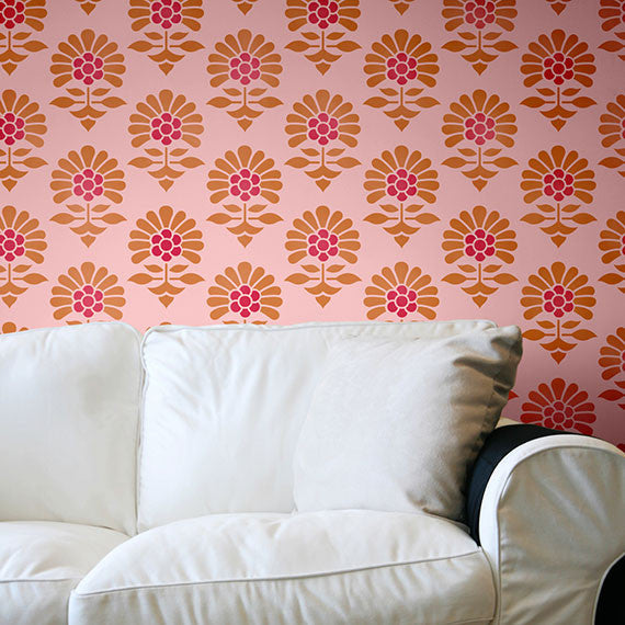 Jaipur Flower Garden Allover Wall Stencil