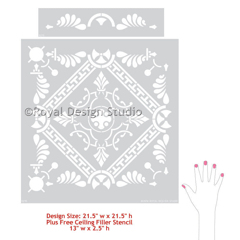 Grecian Tile Damask Wall Stencil