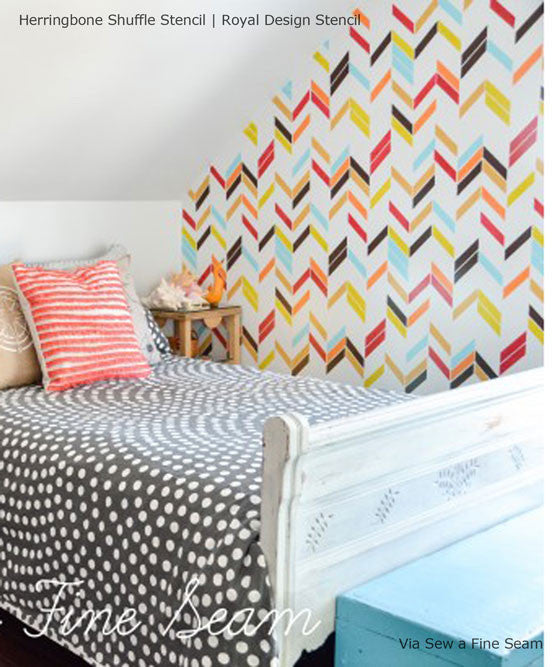 Herringbone Shuffle Wall Stencil