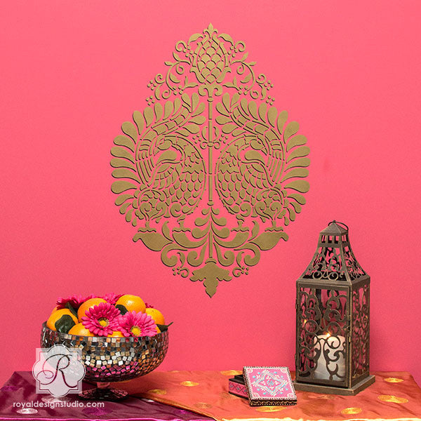 Annapakshi Indian Damask Wall Stencil