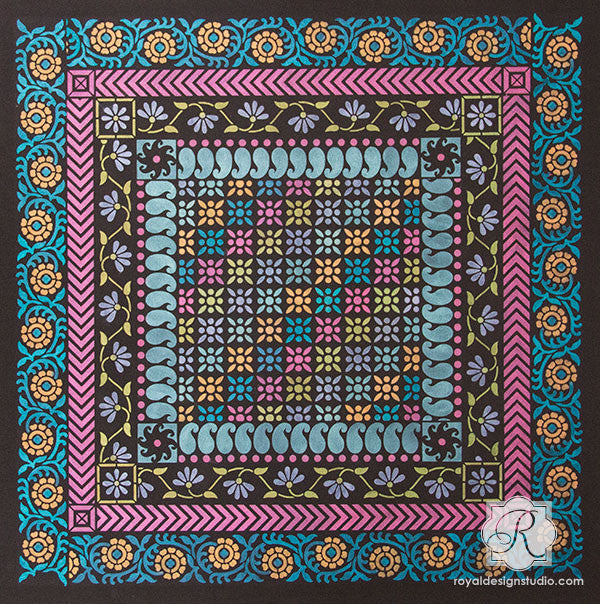 Sari Border Series Indian Furniture Stencil