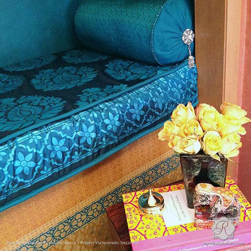 Rani Paisley Motif Indian Furniture Stencil