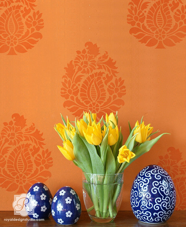 Rani Paisley Motif Indian Furniture Stencil