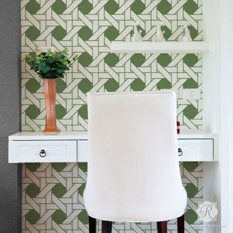 Interwoven Basketweave Wall Stencil
