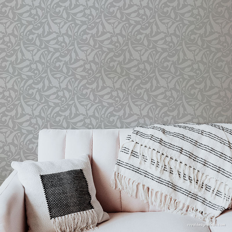 Interlacing Leaves Allover Stencil