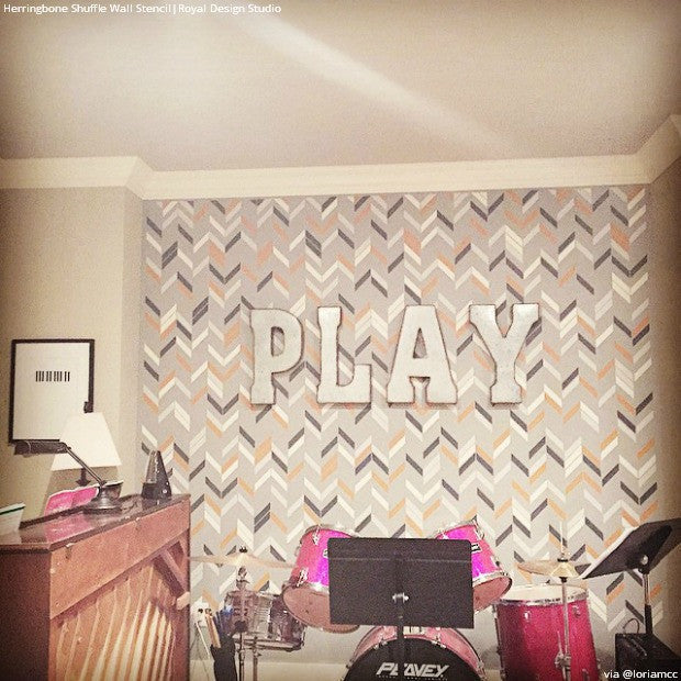 Herringbone Shuffle Wall Stencil