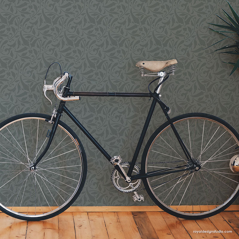 Interlacing Leaves Allover Stencil