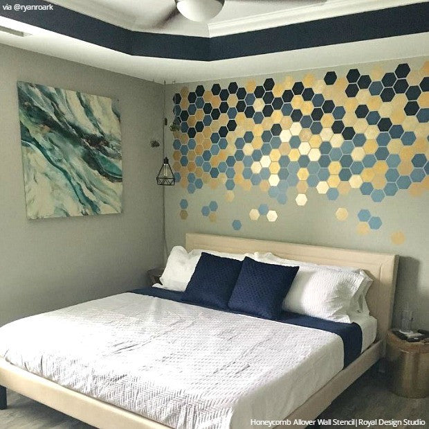 Honeycomb Hexagon Tiles Wall Stencil