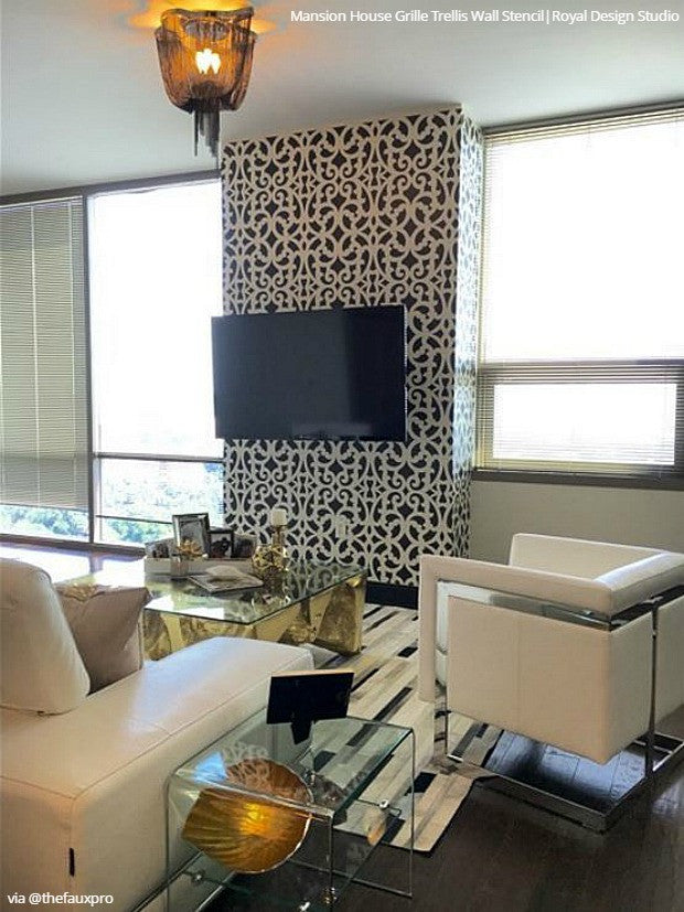 Mansion House Grille Trellis Wall Stencil