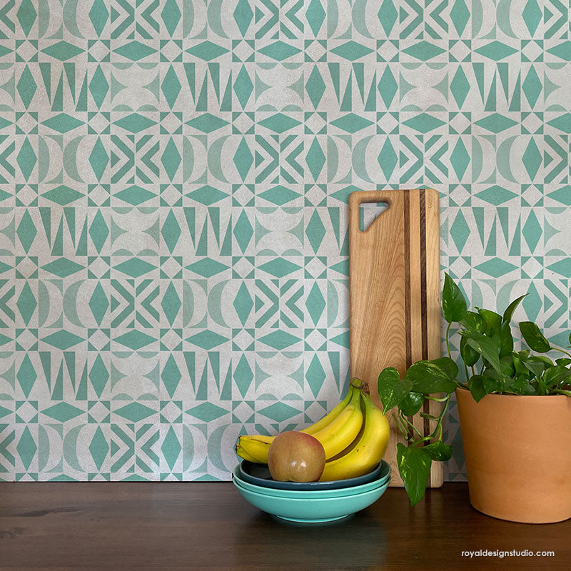 Opposites Attract Modern Tribal Tile Stencil