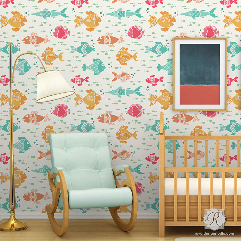 Fish Tales Wall Stencil