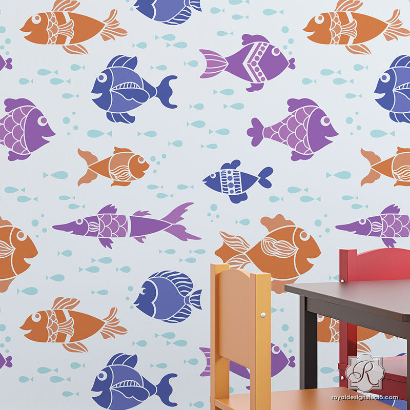 Fish Tales Wall Stencil