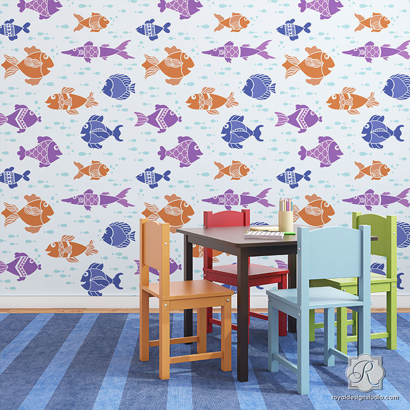 Fish Tales Wall Stencil