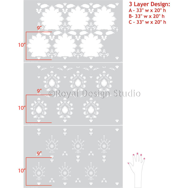 Samarqand Suzani Damask Wall Stencil