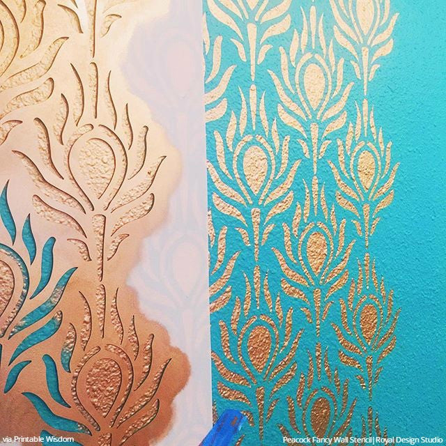 Peacock Fancy Wall Stencil