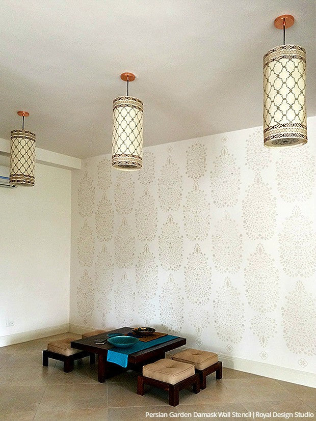 Persian Garden Damask Wall Stencil