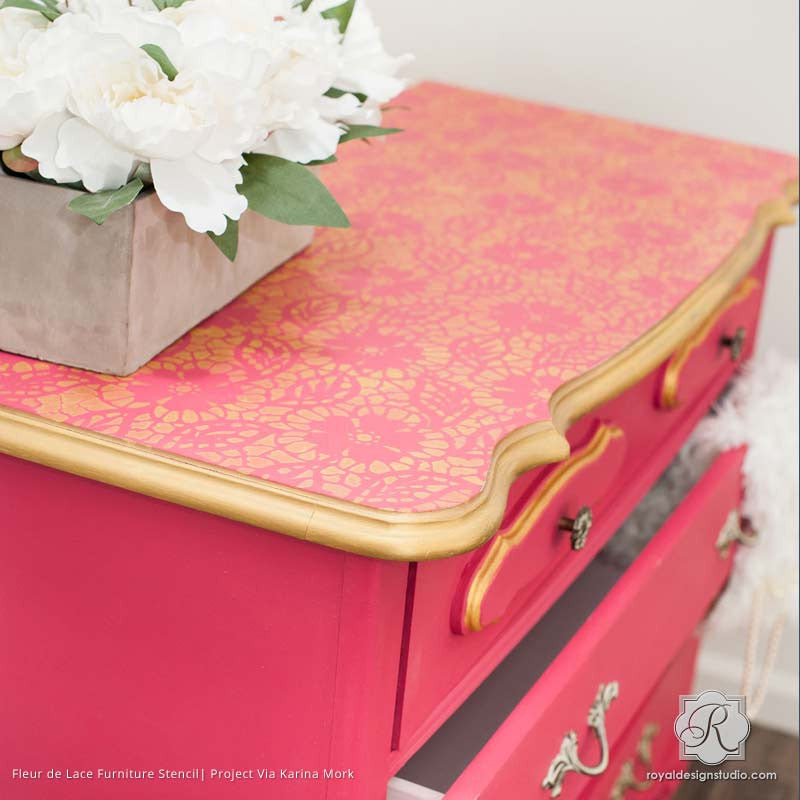 Fleur de Lace Furniture Stencil