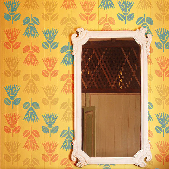 African Protea Flower Allover Wall Stencil
