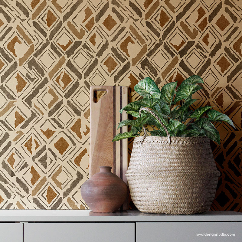 Kuba Cloth Wall Stencil