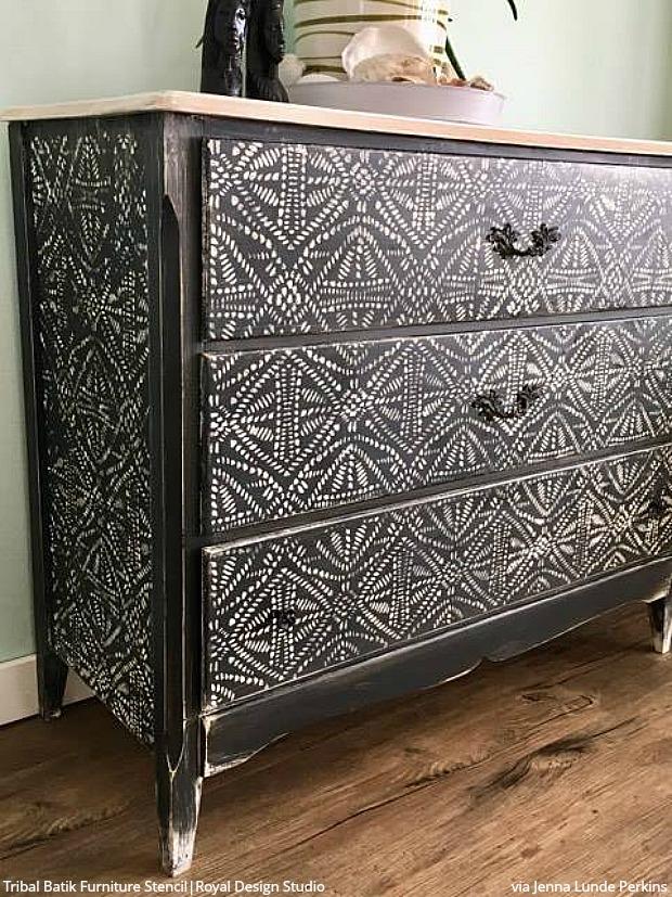 Tribal Batik Furniture Stencil
