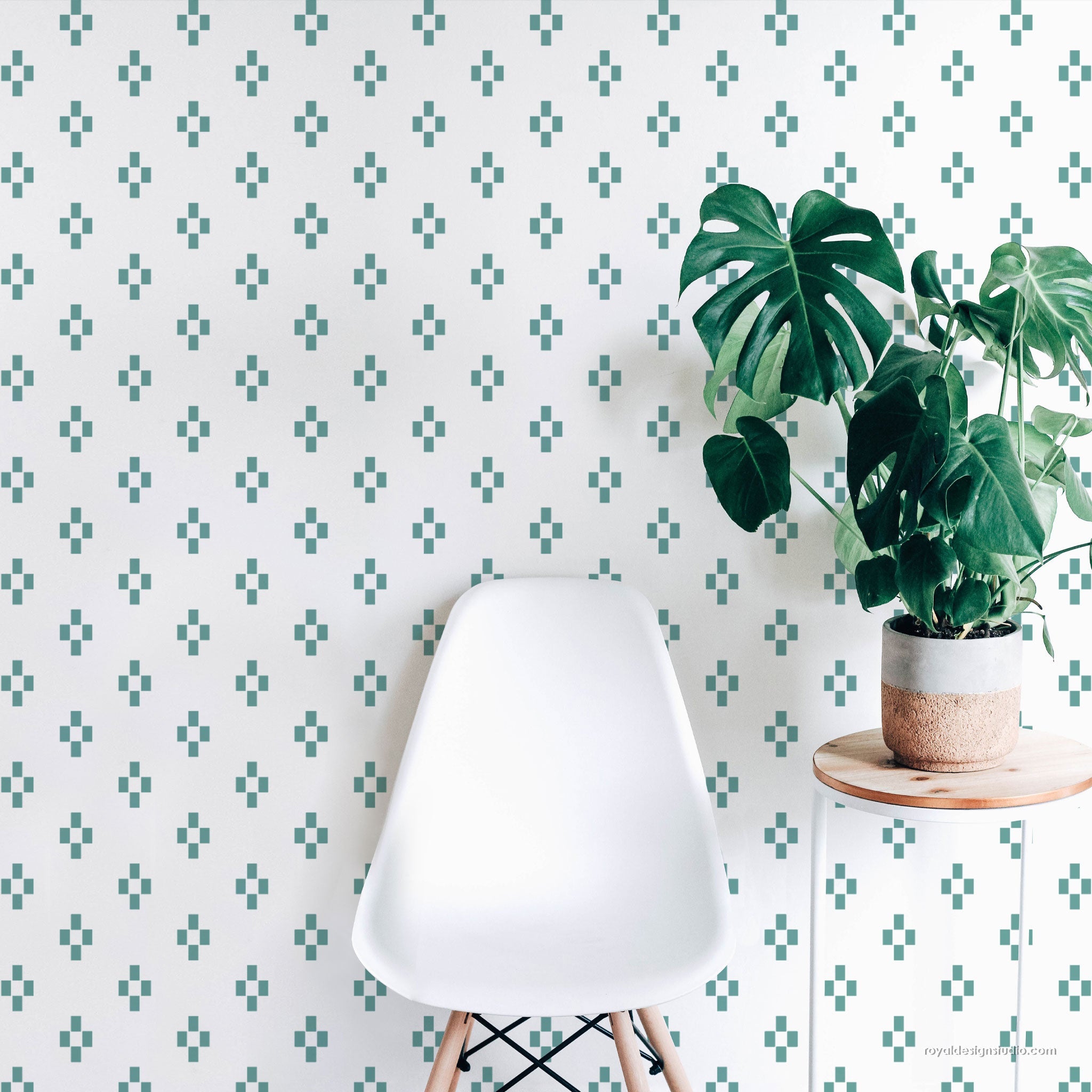 Four Square Check Modern Wall Stencil