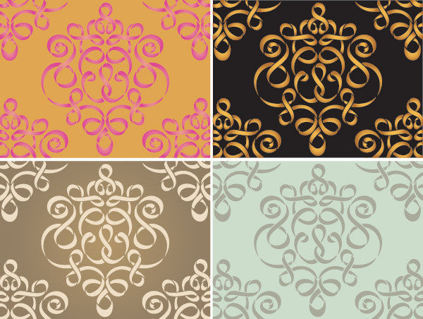 Ribbon Damask Wall Stencil