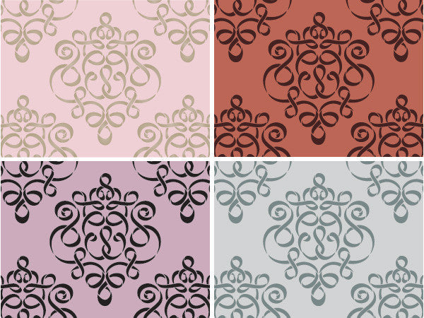 Ribbon Damask Furniture Stencil