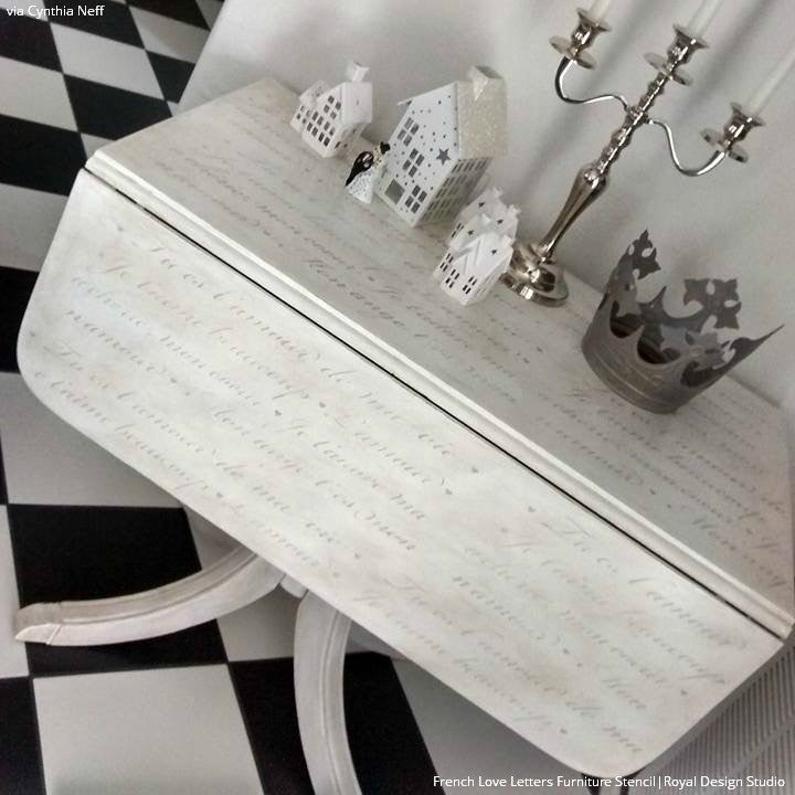 French Love Letters Furniture Stencil