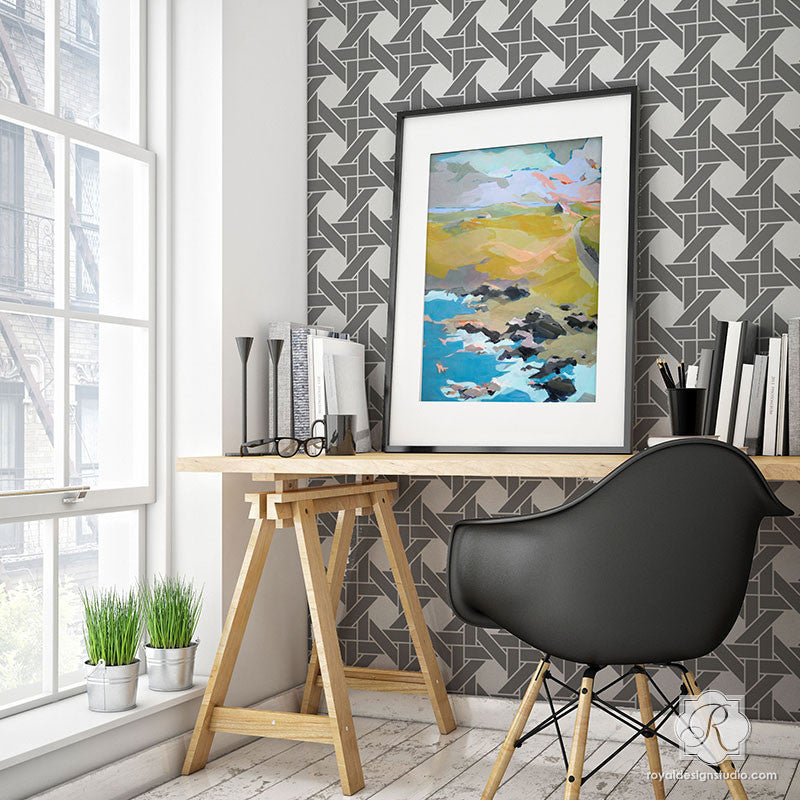 Interwoven Basketweave Wall Stencil