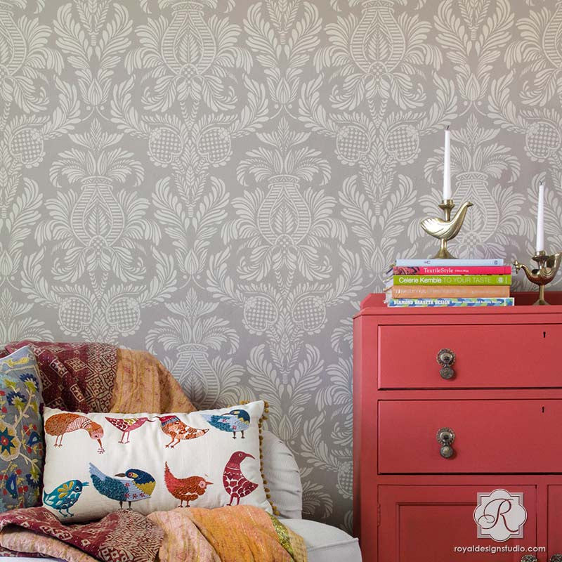 Isle of Palms Damask Wall Stencil
