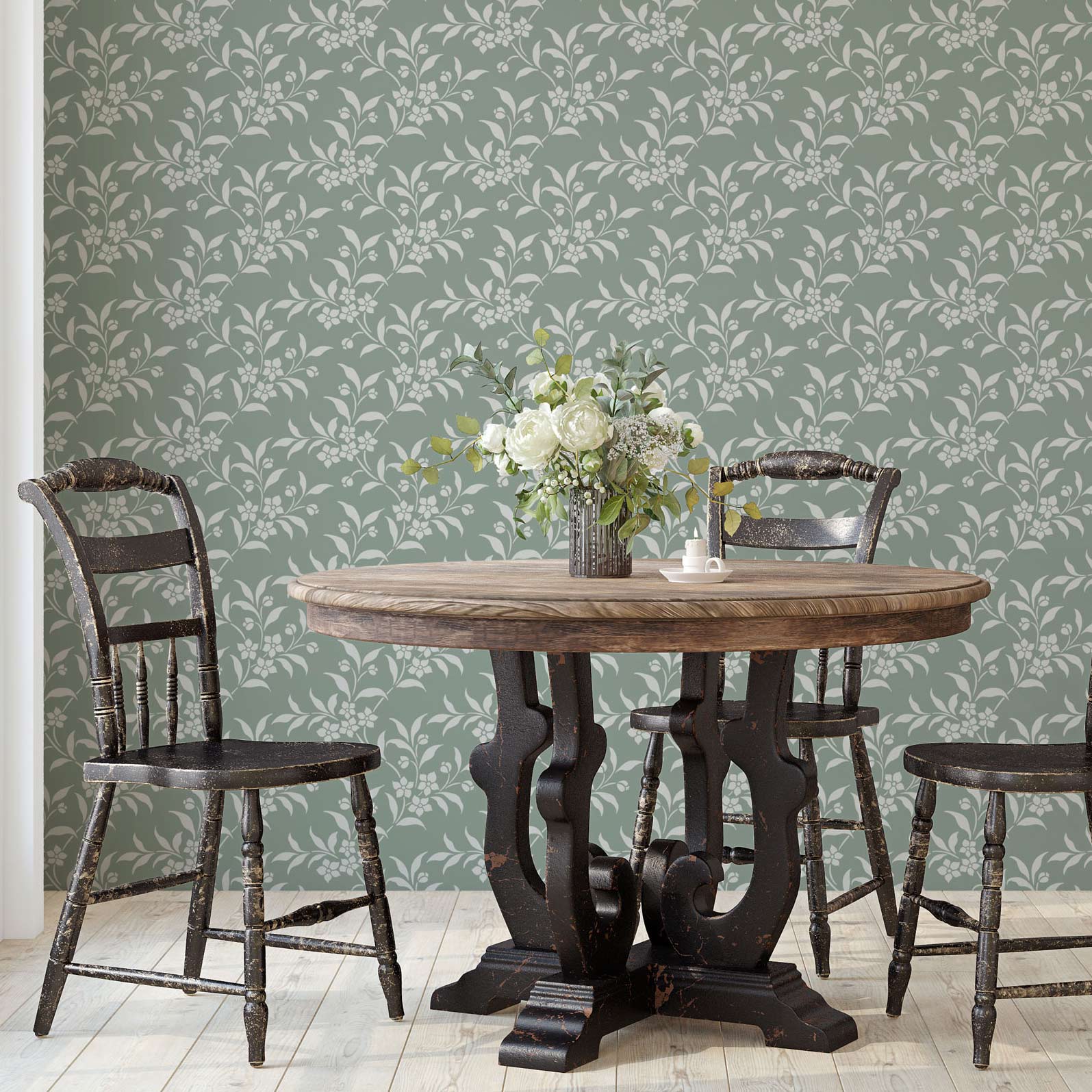 Rachel's Floral Vine Wall Stencil