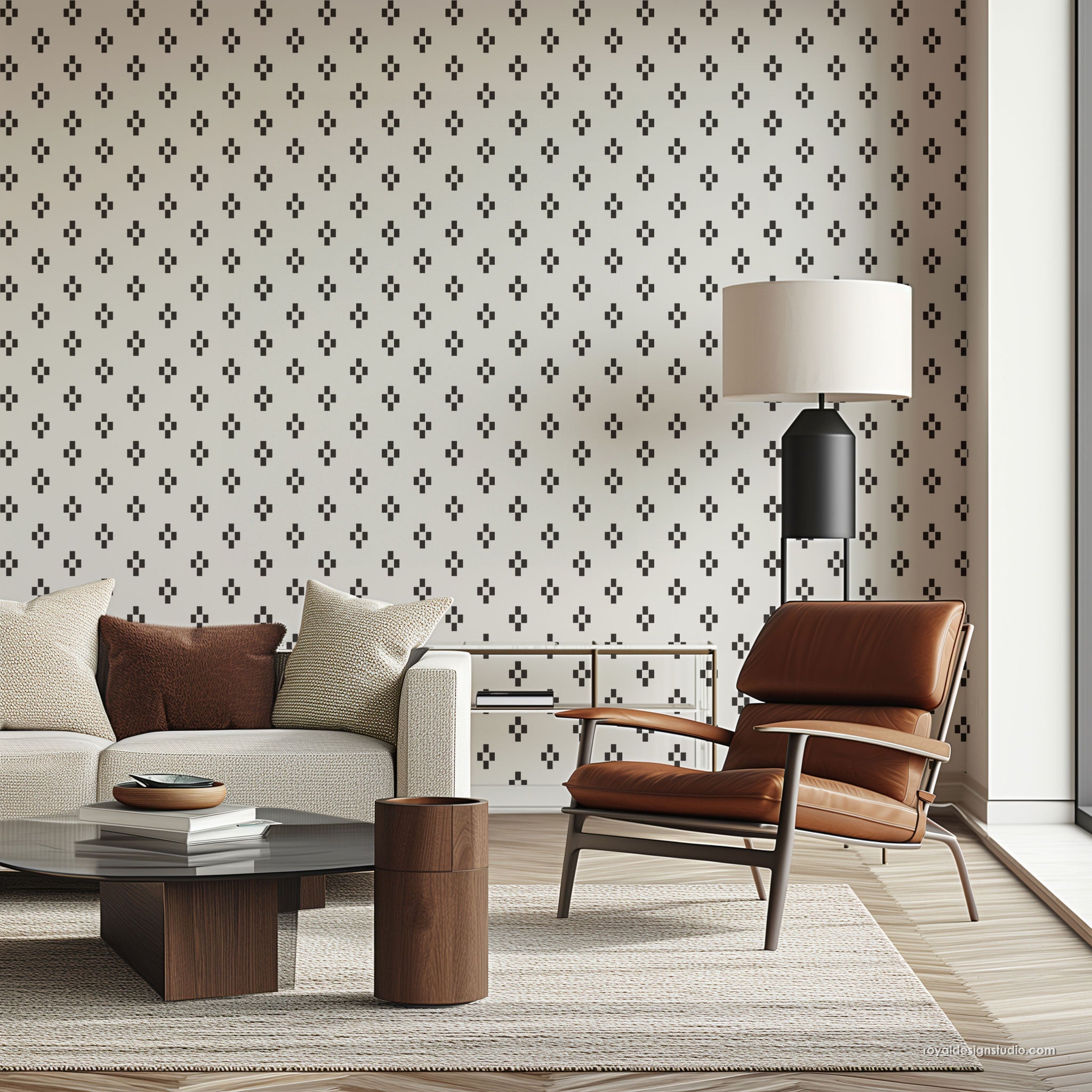 Four Square Check Modern Wall Stencil