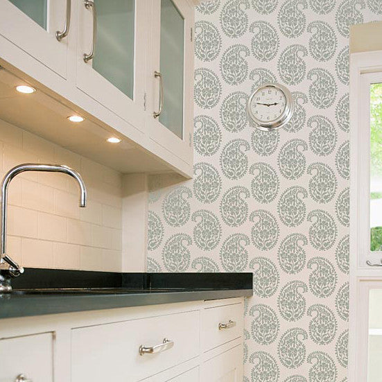 Printed Indian Paisley Damask Wall Stencils